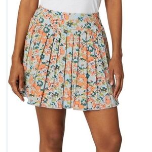 Toad & Co Sunkissed Pleated Floral Skirt Skort Small Blue Orange‎ Tennis Golf